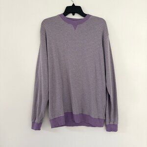 Peter Millar Mens Striped Crewneck Sweater Large Crown Purple Cotton Comfort